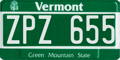 VT license plate ZPZ655