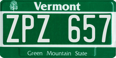 VT license plate ZPZ657