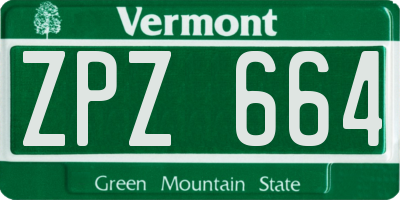 VT license plate ZPZ664