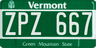 VT license plate ZPZ667