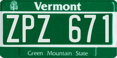 VT license plate ZPZ671