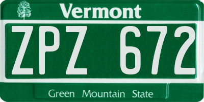 VT license plate ZPZ672