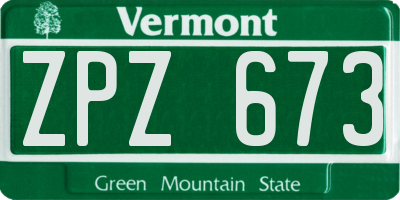 VT license plate ZPZ673