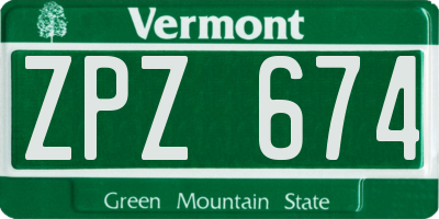VT license plate ZPZ674