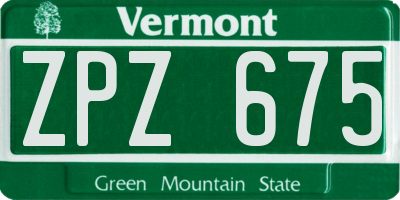 VT license plate ZPZ675