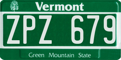 VT license plate ZPZ679