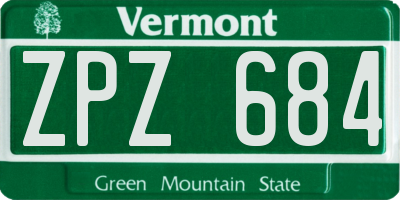 VT license plate ZPZ684