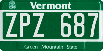 VT license plate ZPZ687