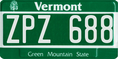 VT license plate ZPZ688