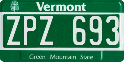VT license plate ZPZ693