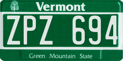 VT license plate ZPZ694