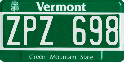 VT license plate ZPZ698