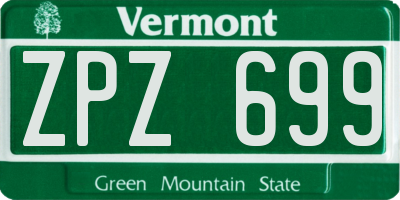 VT license plate ZPZ699