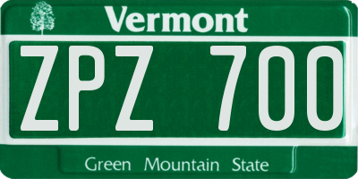 VT license plate ZPZ700