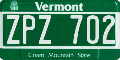 VT license plate ZPZ702