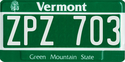 VT license plate ZPZ703