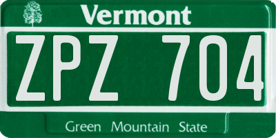 VT license plate ZPZ704