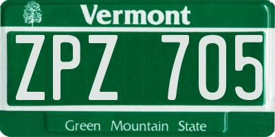 VT license plate ZPZ705