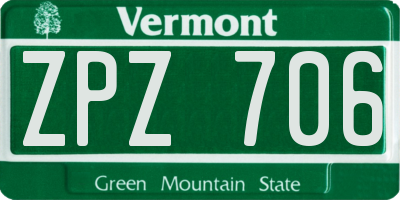 VT license plate ZPZ706