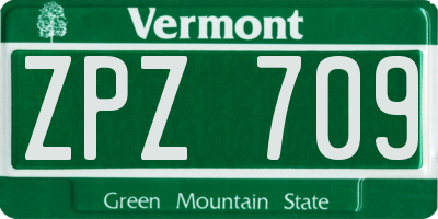 VT license plate ZPZ709
