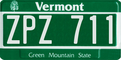 VT license plate ZPZ711