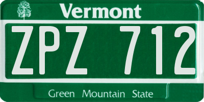 VT license plate ZPZ712