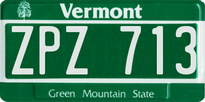VT license plate ZPZ713