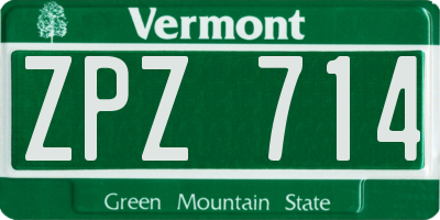 VT license plate ZPZ714
