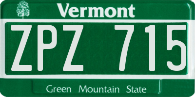 VT license plate ZPZ715