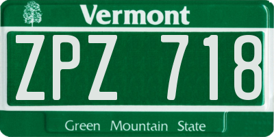 VT license plate ZPZ718