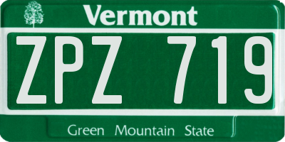 VT license plate ZPZ719