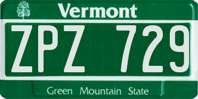 VT license plate ZPZ729