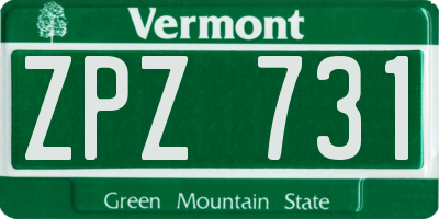 VT license plate ZPZ731