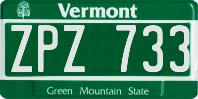 VT license plate ZPZ733