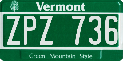 VT license plate ZPZ736