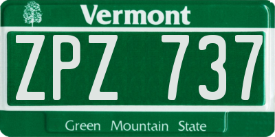VT license plate ZPZ737