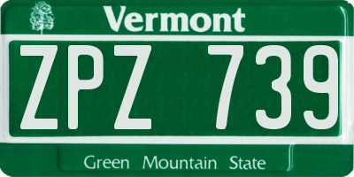 VT license plate ZPZ739