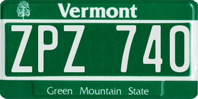 VT license plate ZPZ740