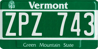 VT license plate ZPZ743