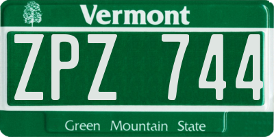 VT license plate ZPZ744