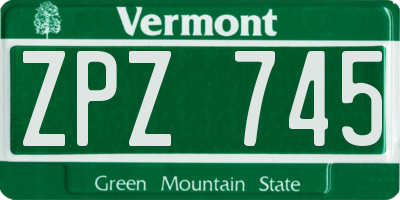 VT license plate ZPZ745
