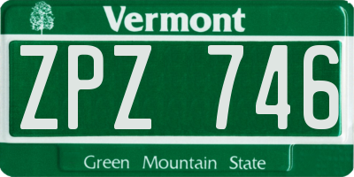 VT license plate ZPZ746