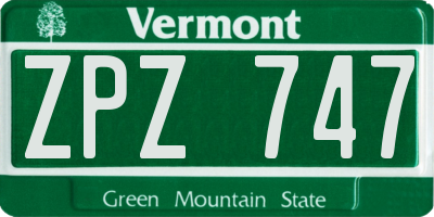 VT license plate ZPZ747