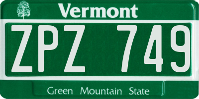 VT license plate ZPZ749