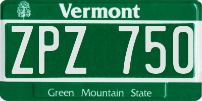 VT license plate ZPZ750