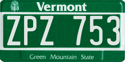 VT license plate ZPZ753