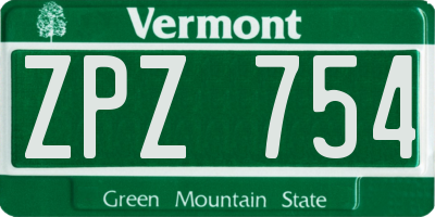 VT license plate ZPZ754