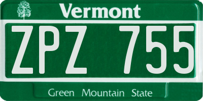 VT license plate ZPZ755
