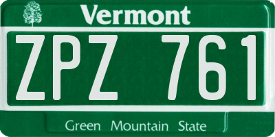 VT license plate ZPZ761