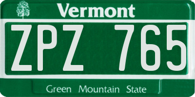 VT license plate ZPZ765